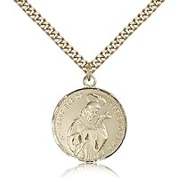 Saint Francis Of Assisi Medals - Gold Plated St. Francis of Assisi Pendant Including 24 Inch Necklace