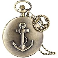 Ship Anchor Pattern Pocket Watch for Men，Roman Numerals Pocket Watches for Women，Birthday Gift Christmas