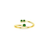 0.50 Ctw Round Cut Lab Created Green Emerald Three Stone Band Engagement Anniversary Ring 14K Yellow Gold Plated For Womens & Girls