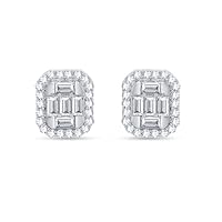 2.00Ct Baguette Cut Diamond Stud Earrings For Women 14k White Gold Over