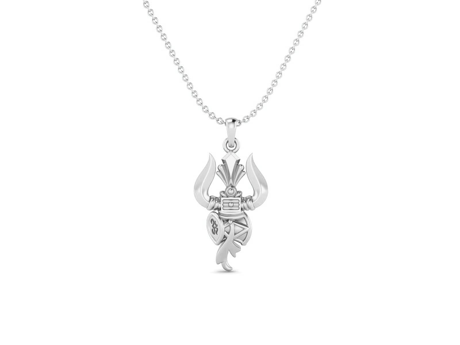 MOONEYE 925 Sterling Silver Trishul Hindu Religious Mahadeva, Shiva Symbols, Bholenath, Pendant Necklace for Men and Women