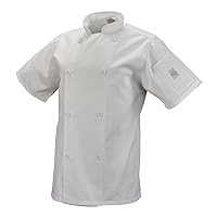 Mercer Culinary M61032WHXS Genesis Women's Short Sleeve Chef Jacket with Traditional Buttons, X-Small, White