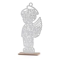 12 Guardian Angel Wings Boy Girl Wood with Stand Laser Cutout Wooden Baptism Centerpiece First Communion Quinceañera Children Kids Party Favors Home Decor Christening (Silver Glitter Boy)
