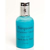 Soul Amenities Turquoise Shimmer Body Wash 1.7oz Transparent Bottle Silver Metallic Screw Cap Individually Wrapped 300 per case