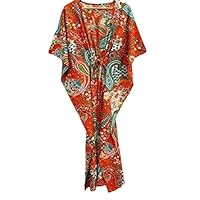 Indian Beautiful Paisley Print Cotton Kaftan Beach Wear Cover Up Night Gown Sleepwear Kaftan Bridesmaid Kaftan Longwear