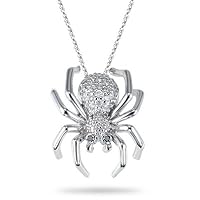 0.47 Cts Black & White Diamond Spider Pendant in 14K White Gold