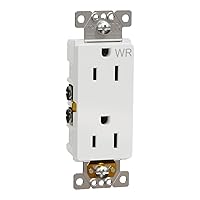 Square D by Schneider Electric Square D X Series 125-Volt Outdoor Weather & Tamper Resistant Duplex Decorator Receptacle Outlet, 15 Amp, Matte White (SQR44104WH)