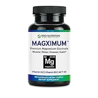 Trio Nutrition MagX Magnesium Glycinate, Vitamin D3, Vitamin K2 & MCT Oil | Chelated Magnesium Supplement | Calm, Relaxation & Recovery | Be Well Rested & Start Your Day with Magximum