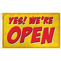 Yes We're Open Flag 3x5ft Were Open Flag Now Open for Business 100D