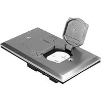 Orbit Industries FLB-D-C-SS Flip Type Floor Box Cover Only with Duplex Receptacle, Tamper Resistant, Stainless Steel