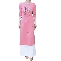 Vietnamese Traditional Ao Dai Set, Round Neck, Floral Embroidery, Puff Sleeves, Ao Dai with Pants