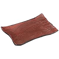 Set of 10 Long Square Plating Plates, Red Brush Term Long Angle Plate, Small, 10.2 x 6.9 x 1.4 inches (26 x 17.5 x 3.5 cm), Restaurant, Commercial Use, Tableware