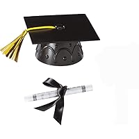 Small Graduation Cap and Diploma Cake Topper (Black)