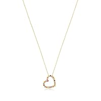 EDS Jewels Pretty 9ct Gold Ladies Heart Pendant and Chain with Cubic Zirconia/CZ - 42cm*10mm WJS35948