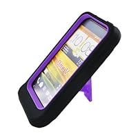HTCONEVPCMX014S Guerilla Armor Hybrid Case with Kickstand for HTC One V - Retail Packaging - Black/Purple