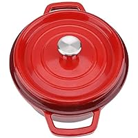 Ceramic Casserole Earthen Pot Casserole Dishes Enameled Non-Stick Cast Iron Cookware Oven Pot with Dual Handles Kitchen Cooking Pot Red