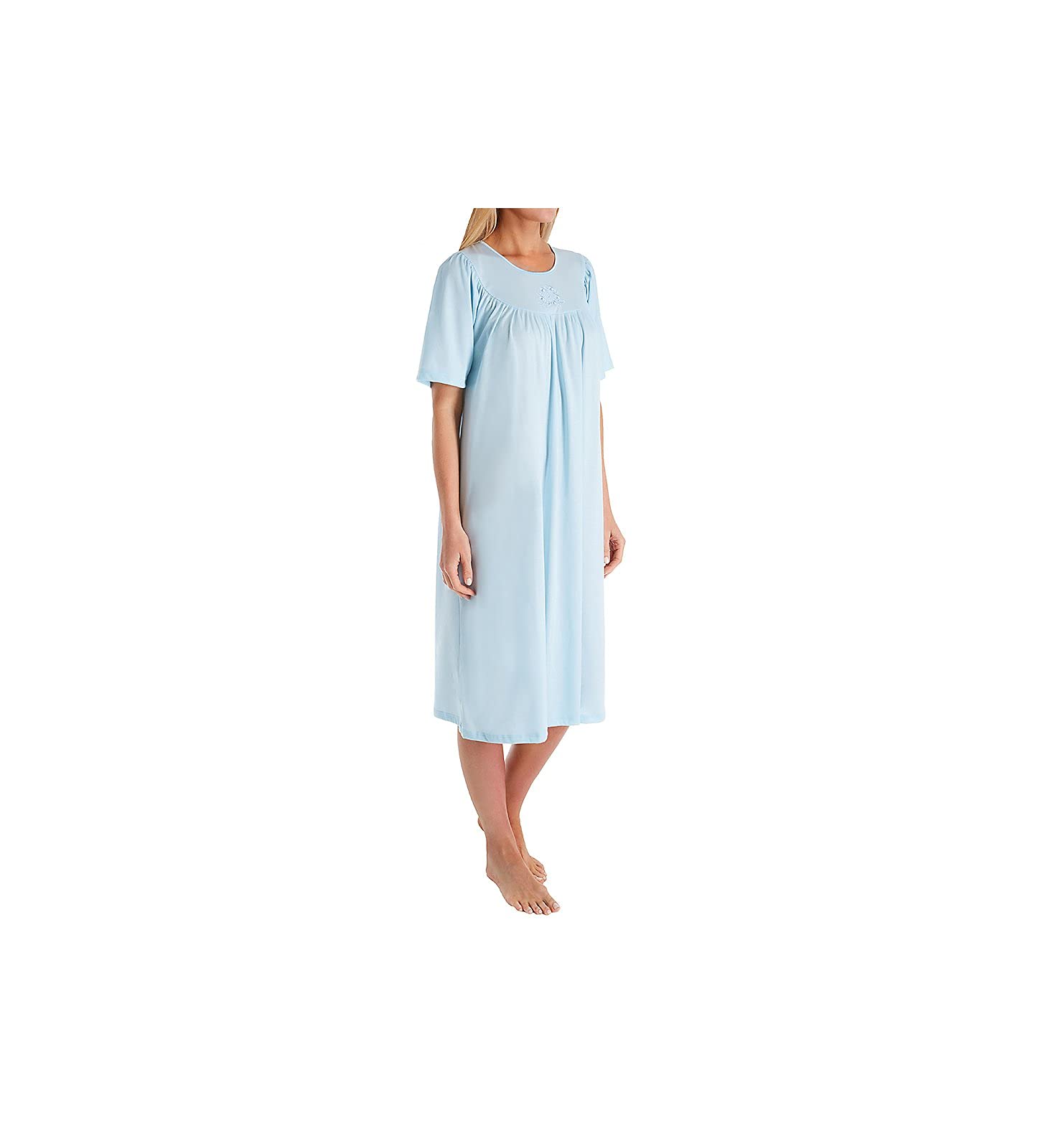 Calida Women's Soft Cotton Short Sleeve Nightgown 34000, Light Blue, M
