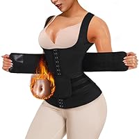 Sweat Waist Trainer for Women, 2 in 1 Sauna Vest with Sweat Belt Workout Tank Tops Waist Trimmer Slimming Shaper