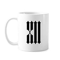 Roman numerals Twelve In Black silhouette Mug Pottery Ceramic Coffee Porcelain Cup Tableware