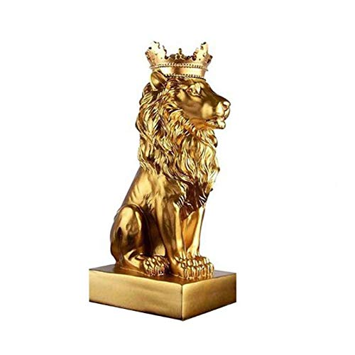 Hrsptudorc Abstract Lion Statue Home Office Bar Male Lion Faith Resin Sculpture Crafts Animal Art Decor Ornaments - Gold