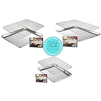 3 Pack Stainless Steel Wire Cooling, Baking, Roasting Rack with Aluminum Cookie Pan Tray Set- Heavy Duty, Commercial Quality - (1 Half Sheet, 1 Jelly Roll & 1 Quarter Sheet Pan Rack Sets)