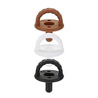 Itzy Ritzy Silicone Pacifiers for Newborn - Sweetie Soother Pacifiers Feature Collapsible Handle & Two Air Holes for Added Safety For Ages Newborn and Up, Coffee & Cream Set of 3 in White, Tan & Brown
