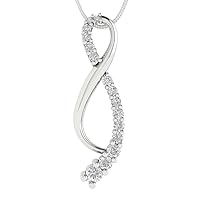 0.47 ct Brilliant Round cut Genuine Lab Created Grown Cultured Diamond VVS1-2 G-H 10K White Gold Pendant with 16