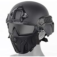 Halloween Costume Parties and Movie Props Role-Playing PJ Tactical Fast Helmet with Adjustable Airsoft Mask Skull Full Face MaskSuitable for Airsoft Paintball 