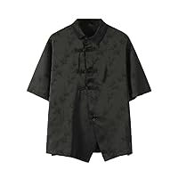 Ice Silk Tang Suit Chinese Style Summer Lightweight Short-Sleeve Shirt, Chinese Top
