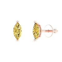 Clara Pucci 1.0 ct Marquise Cut Solitaire unique Fine Earrings Natural Yellow Citrine Anniversary Stud Earrings 14k Rose Gold Push Back
