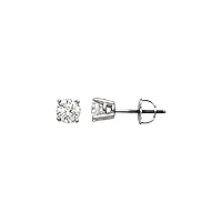 14k White Gold 2.00 Ct Round Diamond (I1/G-H) 4-Prong Threaded Post Stud Earring Pair