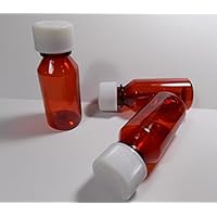 Graduated Ovals 1 Ounce Plastic Amber Medicine-Travel RX Bottles w/Caps-Perfect for Travel-Very Strong Sidewall and Secure-10 Pack-Pharmaceutical Grade Product