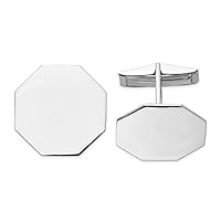 14k White Gold Solid Polished Engravable Octagon Cuff Links Measures 20x20mm Wide Jewelry Gifts for Men