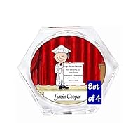 Personalized Drink Coaster Set of 4: Graduation - Male Great for high School, College, tech School Graduation