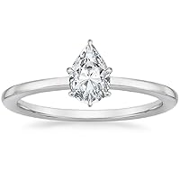 3.0 CT Pear Colorless Moissanite Engagement Ring, Wedding/Bridal Ring, Solitaire Halo Style, Solid Gold Silver Vintage Antique Anniversary Promise Ring Gift for Her