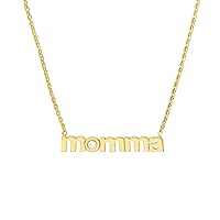14k Yellow Gold 0.030 Dwt Diamond Lower Case Momma Adjustable Necklace 18 Inch Jewelry for Women