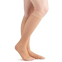 Women's Sheer 20-30 mmHg Compression Stockings, Knee High, Open Toe, Firm Support
