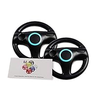 GH Mario Kart 8 Steering Wheel Compatible with Nintendo Wii (Bomb Black, 2 Pack), Racing Games Wheels for Wii (U) Remote Controller (6 Colors Available)