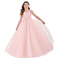 Girl's Appliques Straps First Communion Children Teens Lace Flower Girl Pageant Skirt Dresses