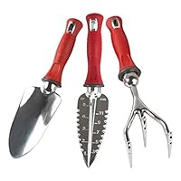 Garden Weasel 3-Piece Hand Tool Combo Set | Trowel, Transplanter and Cultivator | Heavy Duty Lawn and Garden Set, Digging, Planting, and Weeding | 91370-Q