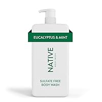 Native Body Wash for Women, Men | Sulfate Free, Paraben Free, Dye Free, with Naturally Derived Clean Ingredients, bottle with pump- Eucalyptus & Mint 36 oz