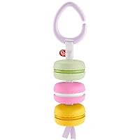 Fisher-Price Baby Pretend Food Baby Rattle My First Macaron Take-Along Sensory Toy for Newborns in Gift Ready Package