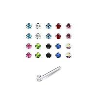 20 Pack 925 Sterling Silver Nose Studs Rings 2mm Multi Stones 22G