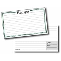 Recipe Cards with Protective Covers 3 x 5 - Green Checks