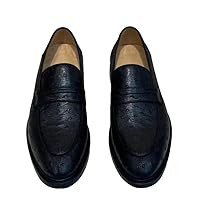 Authentic Real Ostrich Skin Classic Solid Black Businessmen Soft Walking Dress Loafers Genuine Leather Male Slip-on Suits Shoes