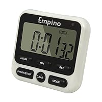 Digital Kitchen Timer - Empino Upgraded 24-Hours Cooking Timer Clock Countdown Multifunction with Big Digits, Loud Alarm, Magnetic Backing Stand, and Memory for Cooking Baking Exercise, White