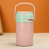 316 Stainless Steel Vacuum Cup Large Capacity Straw Toilet Tea Cup High Appearance Level Portable Double Drinking Coffee Cup (Color : Pink green, Size : 500ml)