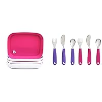Munchkin® Splash™ Toddler Plates and Utensils, 10pc Set, Pink/Purple