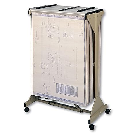 Safco 5060 Mobile Plan Center Sheet Rack 18 Hanging Clamps 43 3/4 x 20 1/2 x 51 Sand