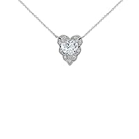 HALO DIAMOND HEART-SHAPED PERSONALIZED (LC) BIRTHSTONE AND NECKLACE IN WHITE GOLD - Gold Purity:: 10K, Pendant/Necklace Option: Pendant With 16